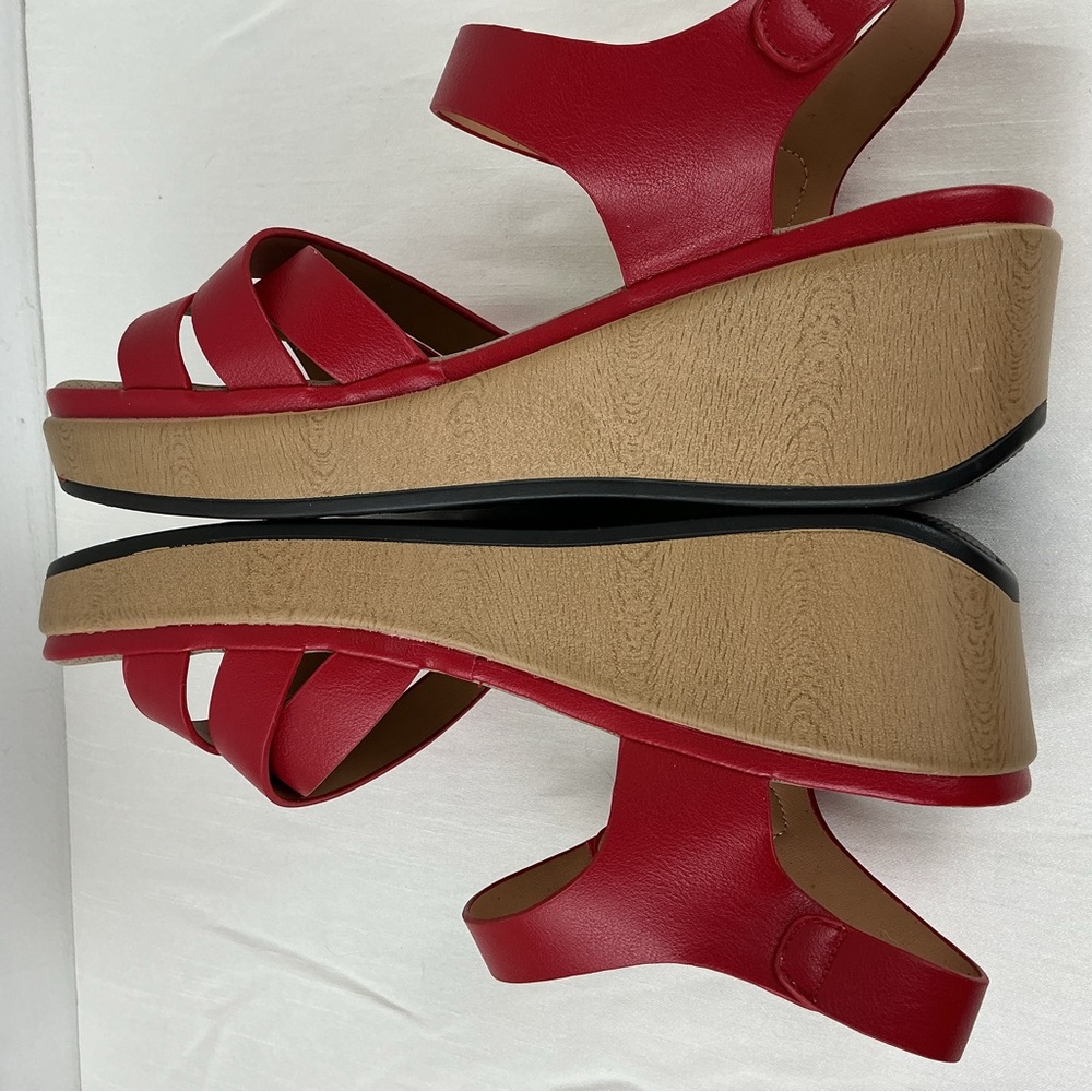 Spring Step Patrizia Red Wedge Sandals - Picture 7 of 9